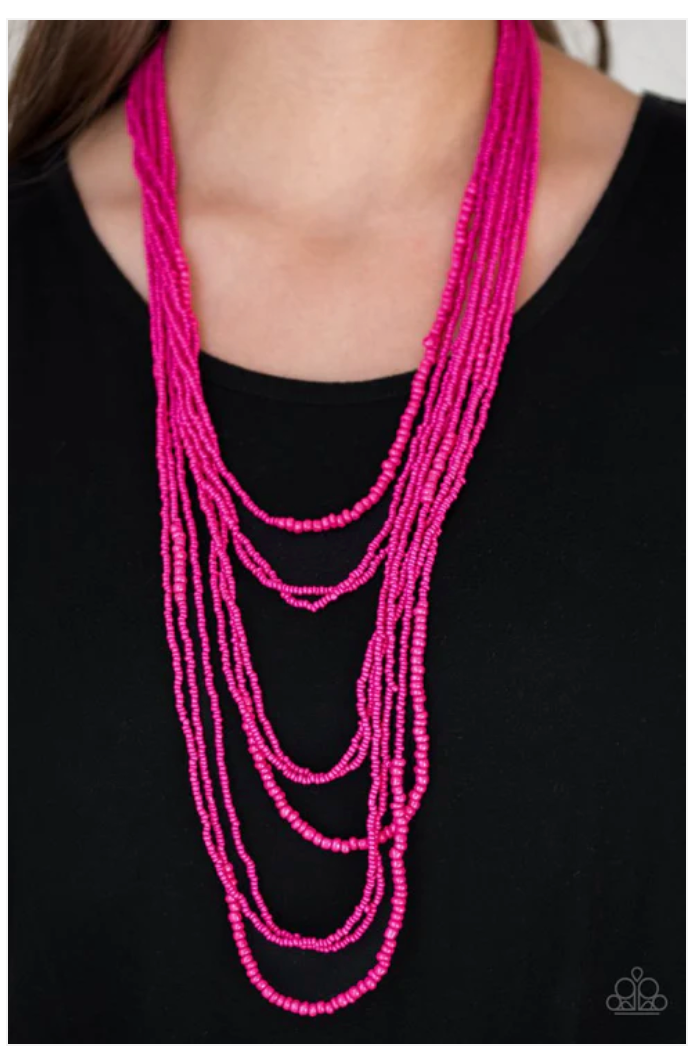 Totally Tonga Pink Seed Bead Necklace Set