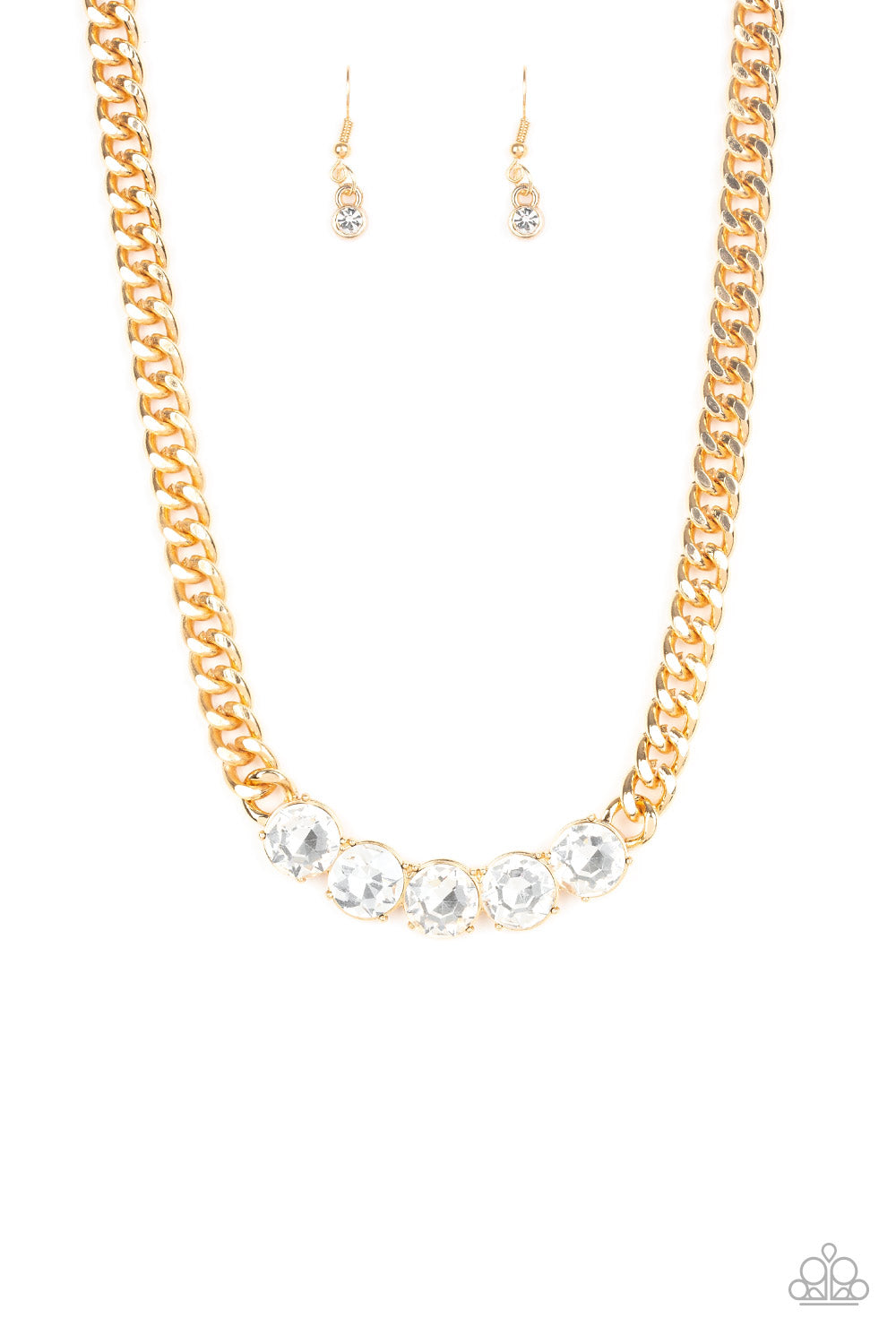 Rhinestone Renegade Gold Necklace Set