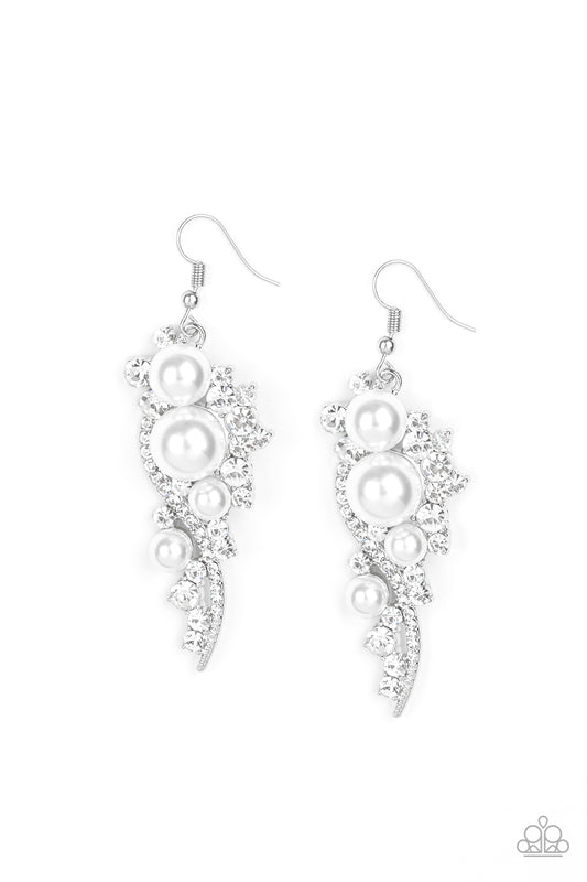 High-End Elegance White Earrings