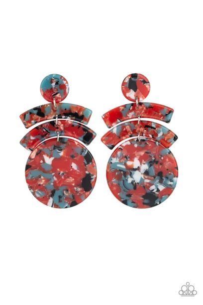 In The Haute Seat-Orange Multi-Colored Earring