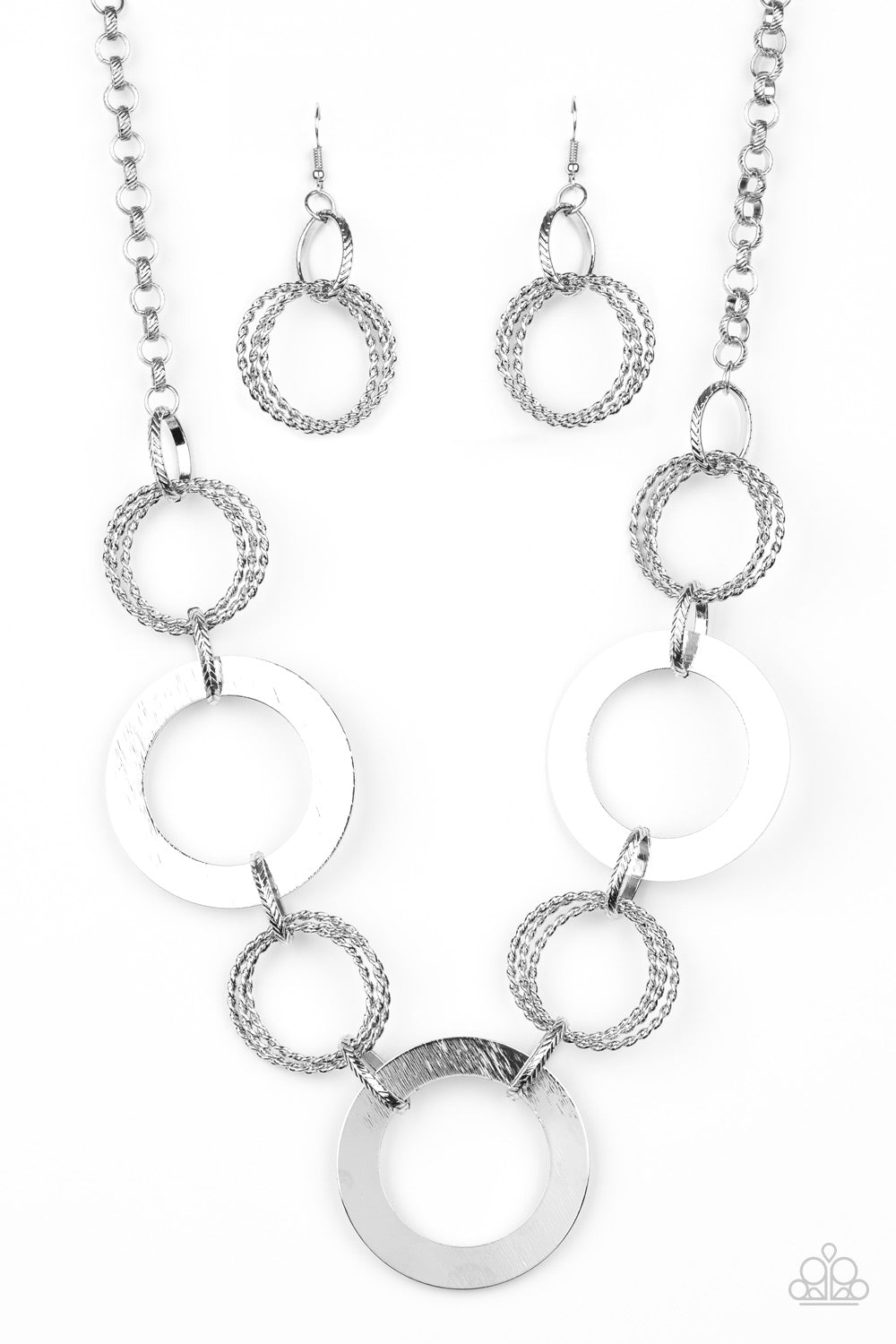 Ringed in Radiance Silver Necklace Set