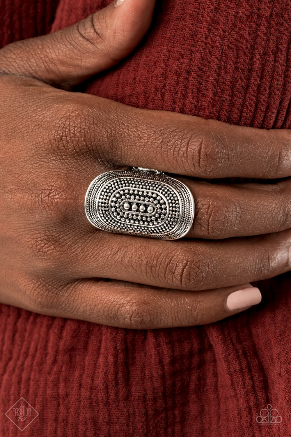 Dotted Decor Silver Ring