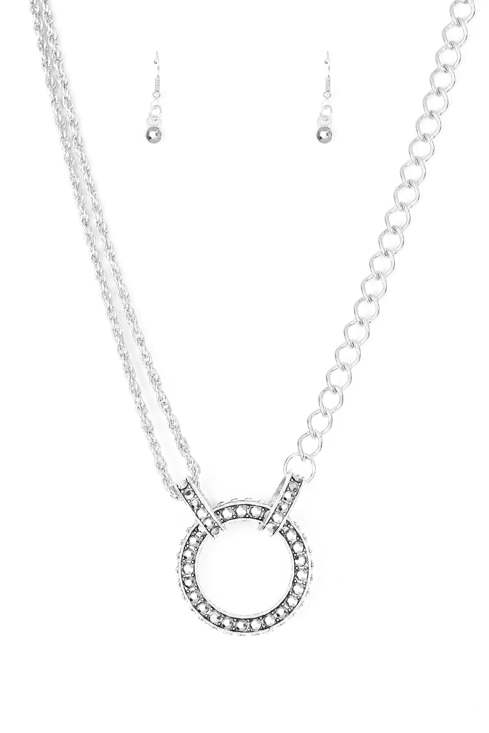 Razzle Dazzle White Metal Necklace Set