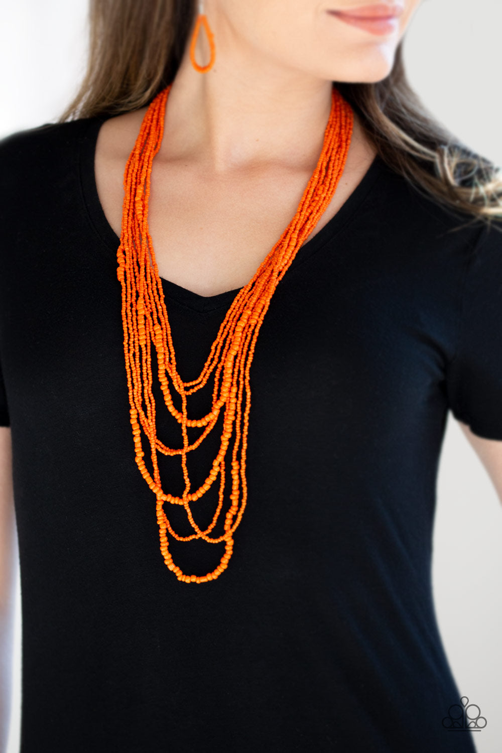Totally Tonga Orange Seed-Bead Necklace Set