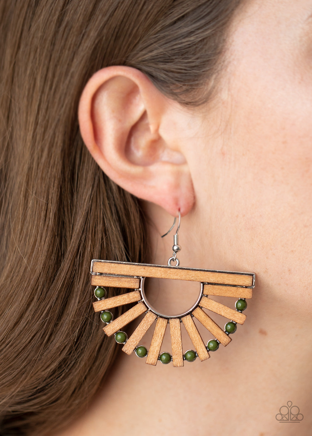 Wooden Wonderland Green Earrings