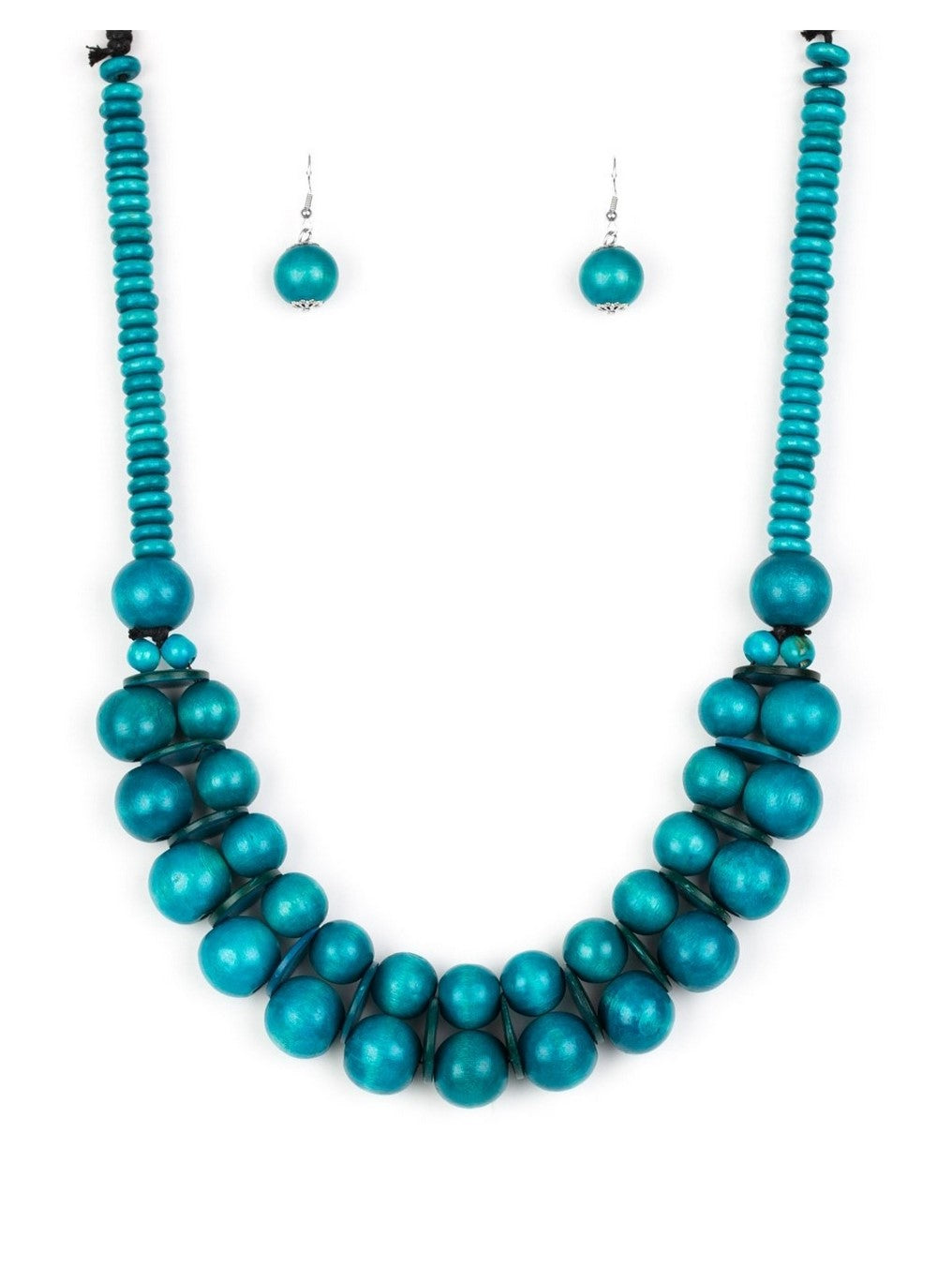 Caribbean Cover Girl Blue Wooden Necklace Set*