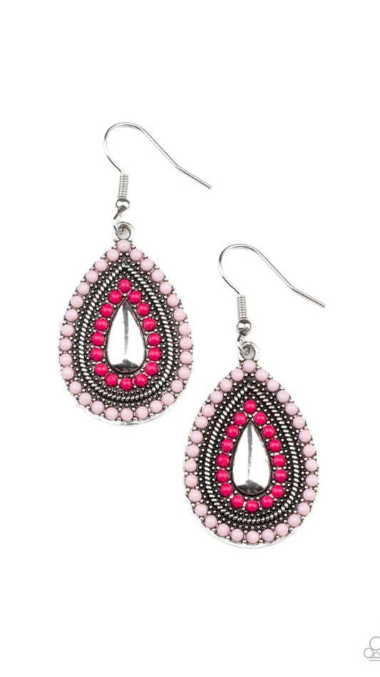 Beaded Bonanza Pink Earrings