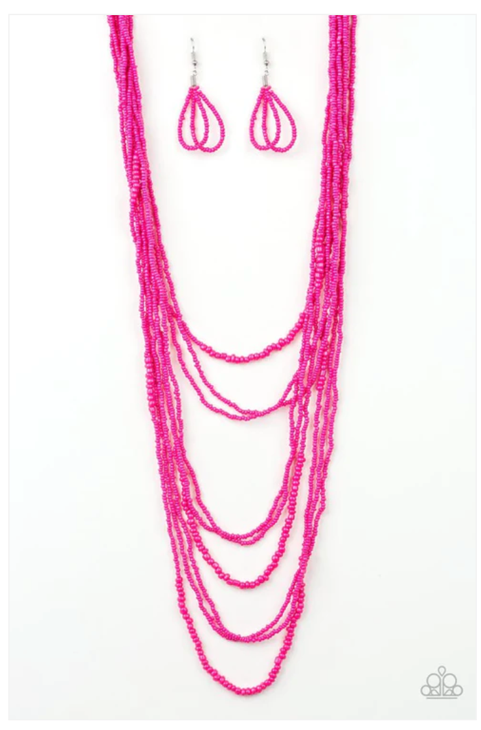 Totally Tonga Pink Seed Bead Necklace Set