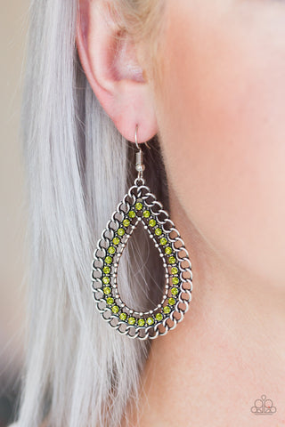 Mechanical Marvel- Green and Silver Earrings