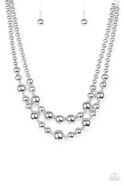 I Double Dare You Silver Pearl Necklace Set