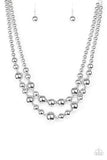 I Double Dare You Silver Pearl Necklace Set