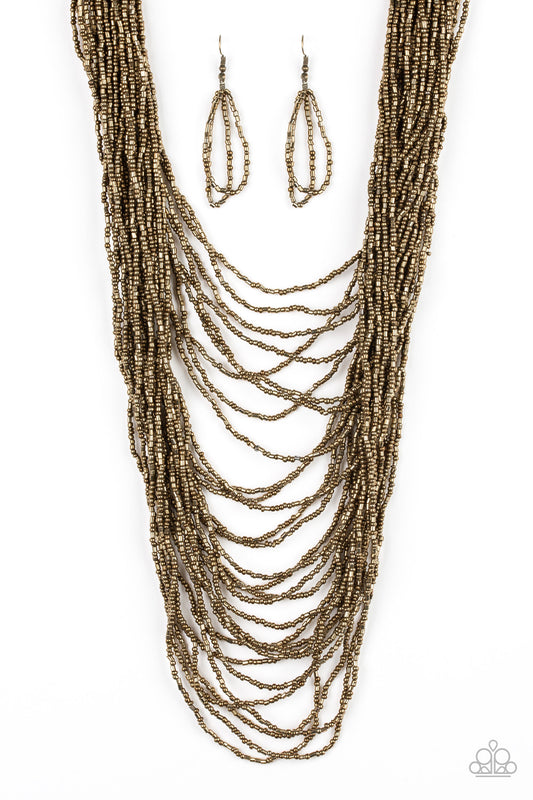 Dauntless Dazzle Brass Seed-Bead Necklace Set