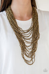 Dauntless Dazzle Brass Seed-Bead Necklace Set