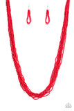 Congo Colada Red Seed-Bead Necklace Set