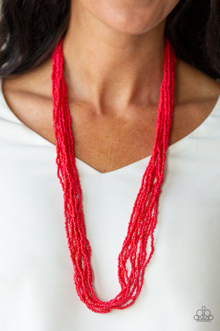 Congo Colada Red Seed-Bead Necklace Set