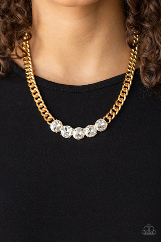 Rhinestone Renegade Gold Necklace Set