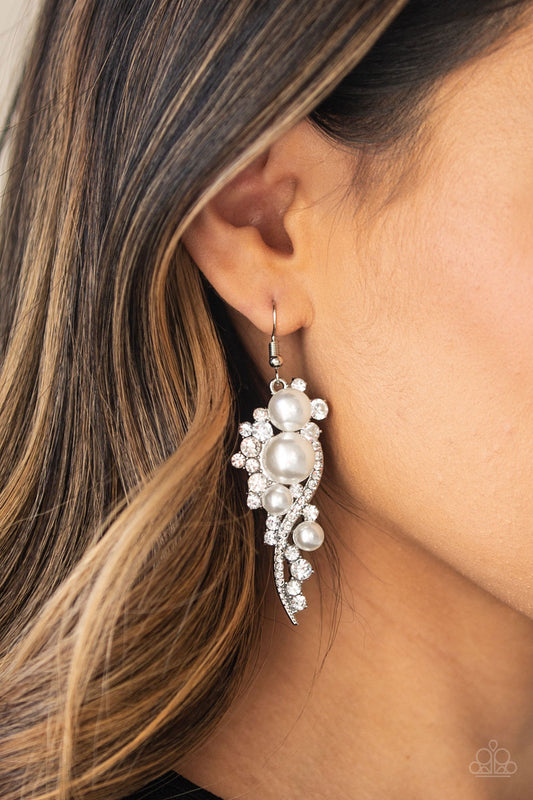 High-End Elegance White Earrings
