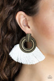 I Am Spartacus White and Brass Earrings