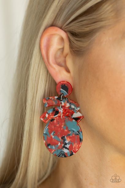 In The Haute Seat-Orange Multi-Colored Earring
