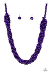 Tahiti Tropic Purple Wooden Necklace