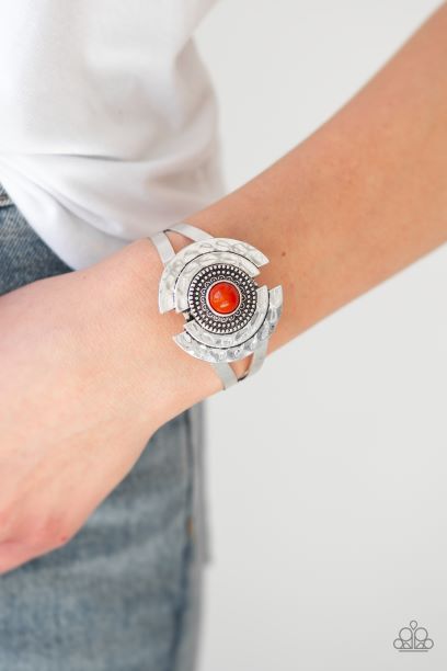 Incredibly Indie Orange and Silver Cuff-Bracelet