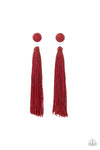 Tightrope Tassel Red Earring