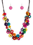 Multi-Colored Disc Necklace Set