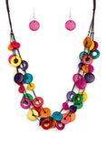 Multi-Colored Disc Necklace Set