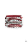 Rhinestone Rumble Red Wrap Bracelet