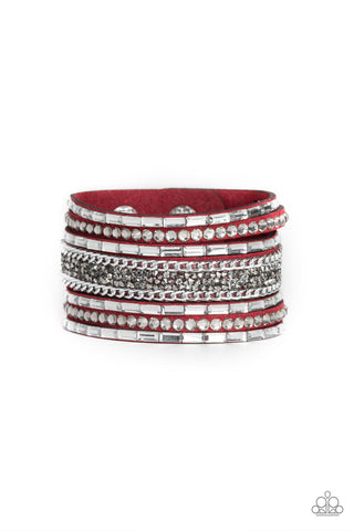 Rhinestone Rumble Red Wrap Bracelet