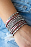 Rhinestone Rumble Red Wrap Bracelet