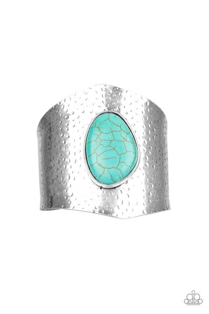 Casual Canyoneer Silver and Teal Cuff Bracelet