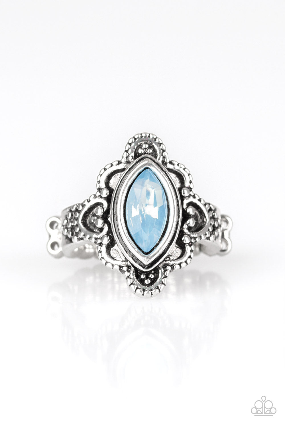 Glass Half-Colorful Blue Ring