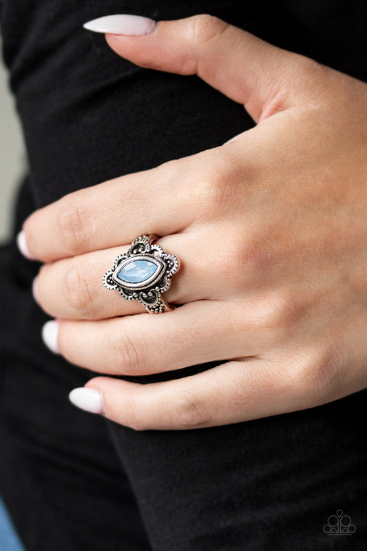 Glass Half-Colorful Blue Ring