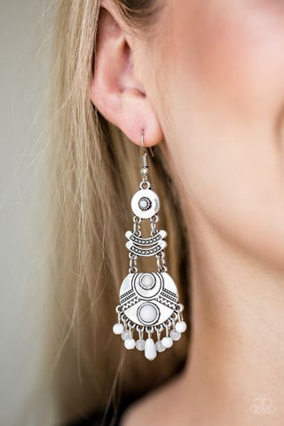 Tropic Tribe White Earrings