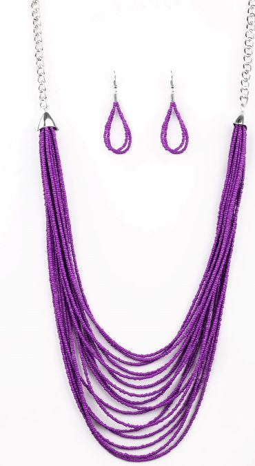 Purple Seed-Bead Necklace Set*