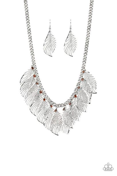 Featherly Foliage Brown Necklace Set