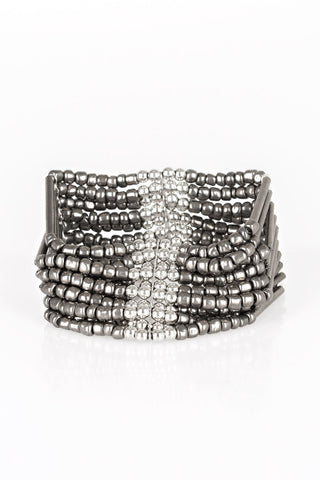 Gunmetal and Silver Beaded Bracelet