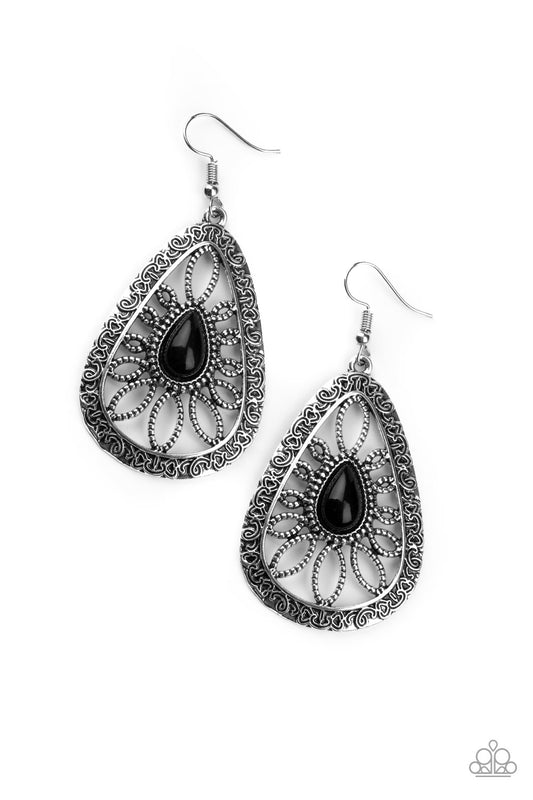 Floral Frill Black Earrings