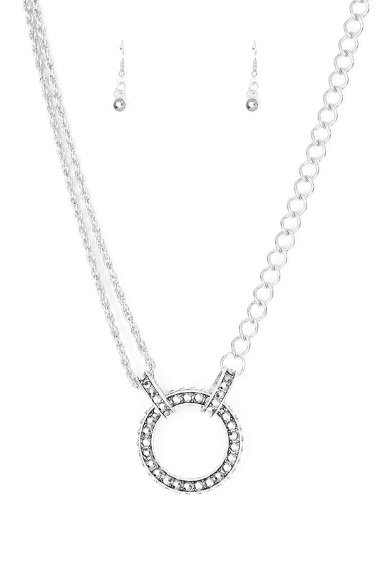 Razzle Dazzle White Metal Necklace Set