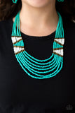 Kickin It Outback Teal Blue Seed-Bead Necklace Set