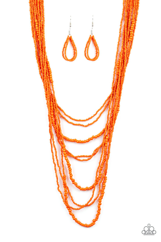 Totally Tonga Orange Seed-Bead Necklace Set