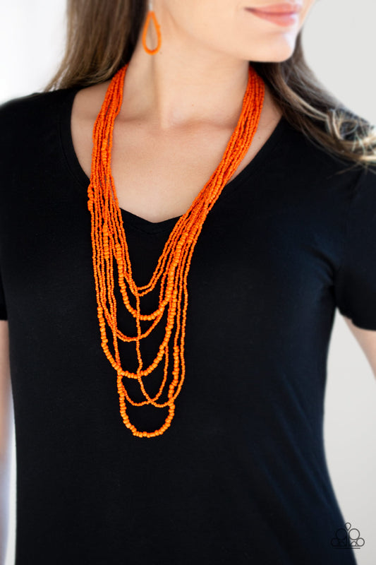 Totally Tonga Orange Seed-Bead Necklace Set