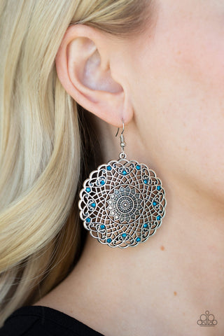 Mandala Mandalay Blue and Silver Earrings