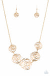 Rosy Rosette Gold Necklace Set