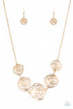 Rosy Rosette Gold Necklace Set