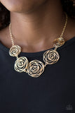 Rosy Rosette Gold Necklace Set