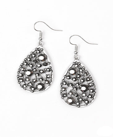 Beaded Silver Drop Earrings