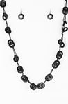 Black Wooden Disc Necklace Set