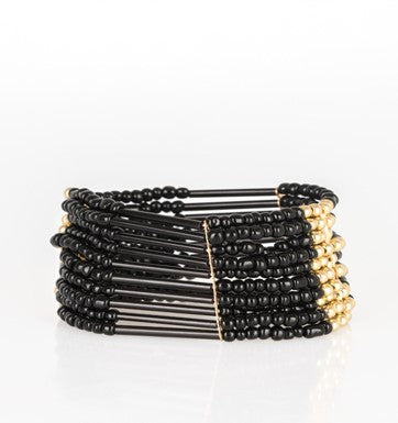 Black and Gold Seed-Bead Bracelet*